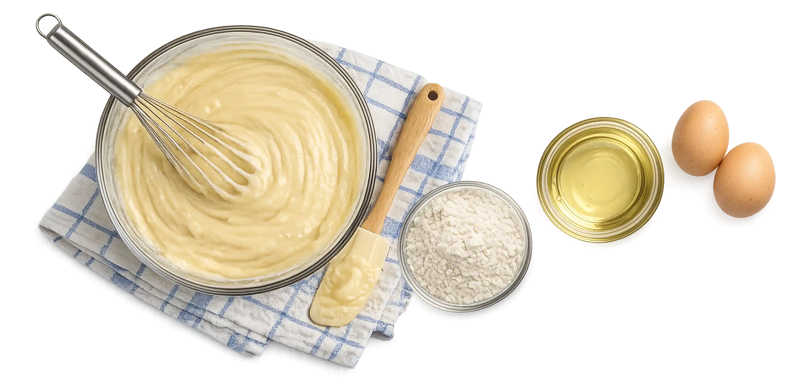 un bol de vidrio con la mezcla para torta y los demas ingredientas