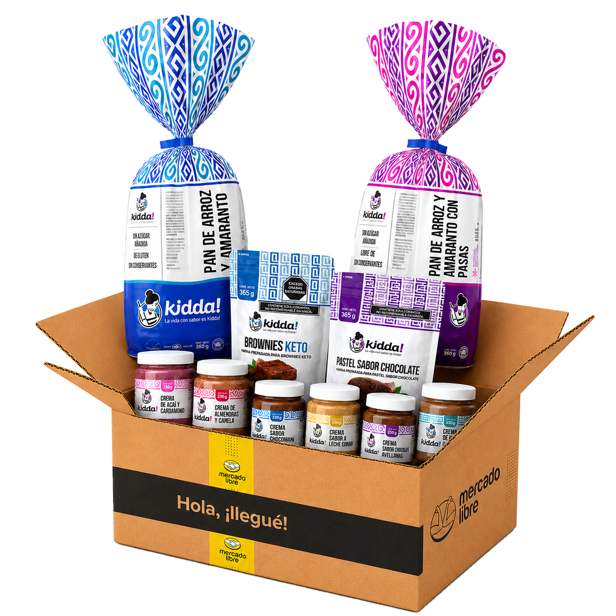 Caja abierta con Productos saludables kidda